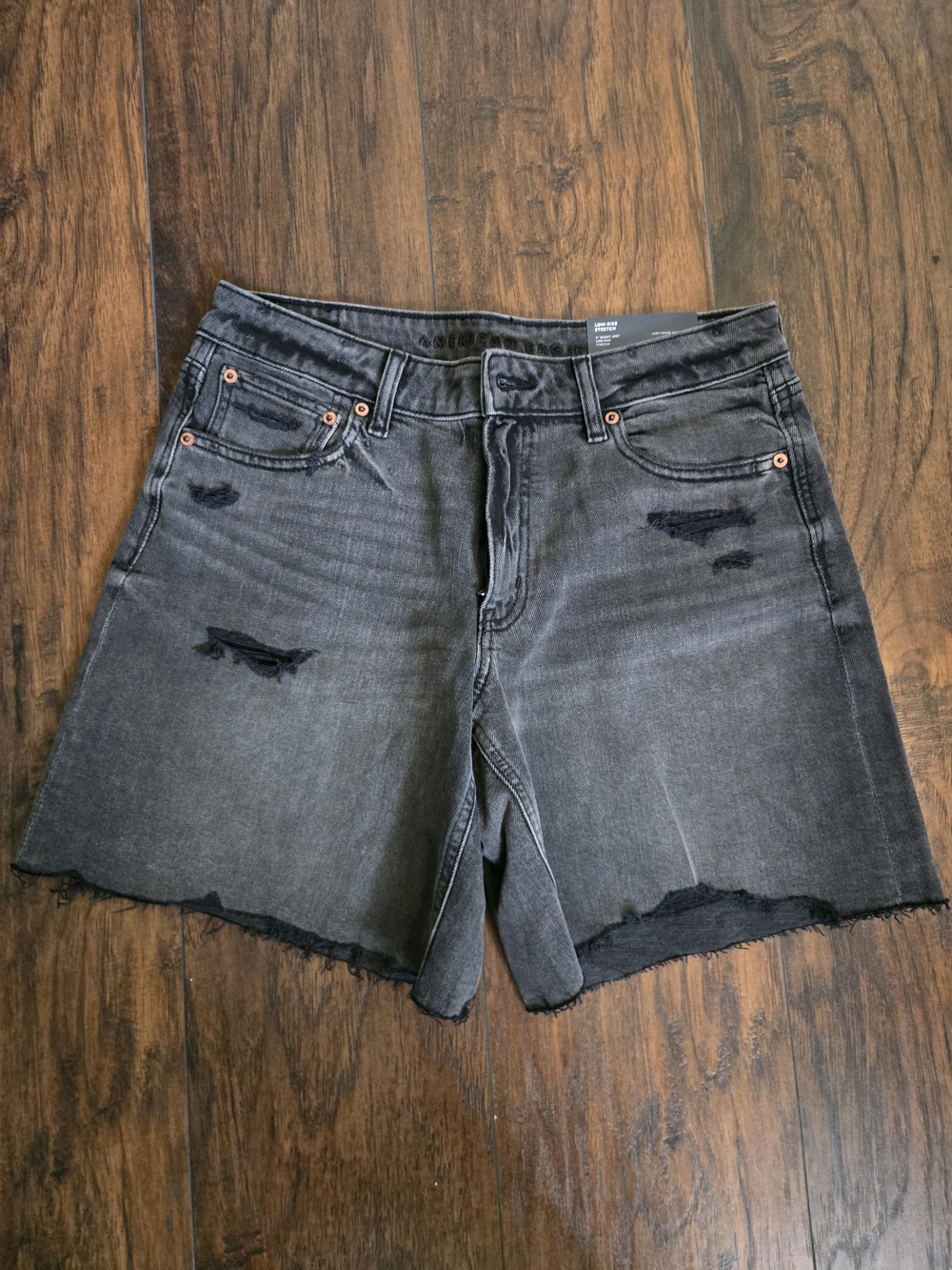 American Eagle Outfitters Black Washed Distressed Denim Shorts
